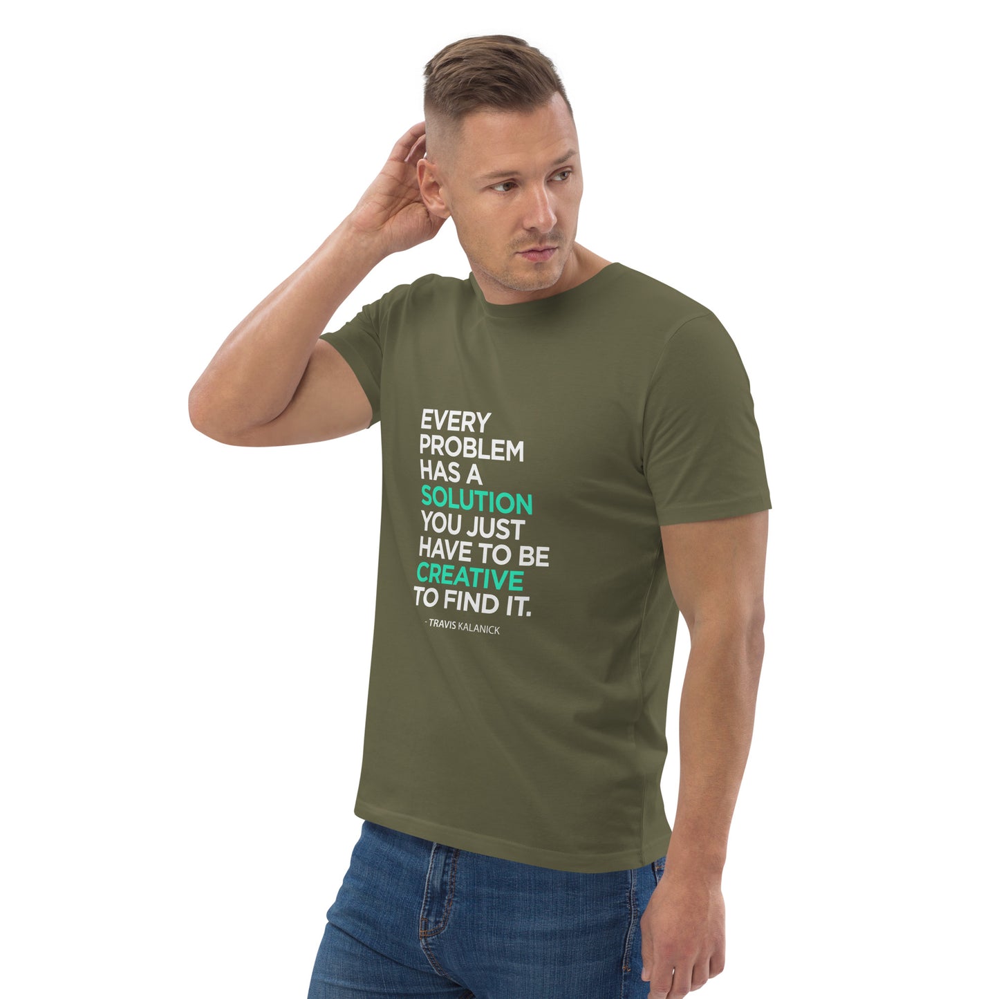 HOMAIX T-shirt unisexe en coton biologique avec message inspirant "Every problem has a solution"