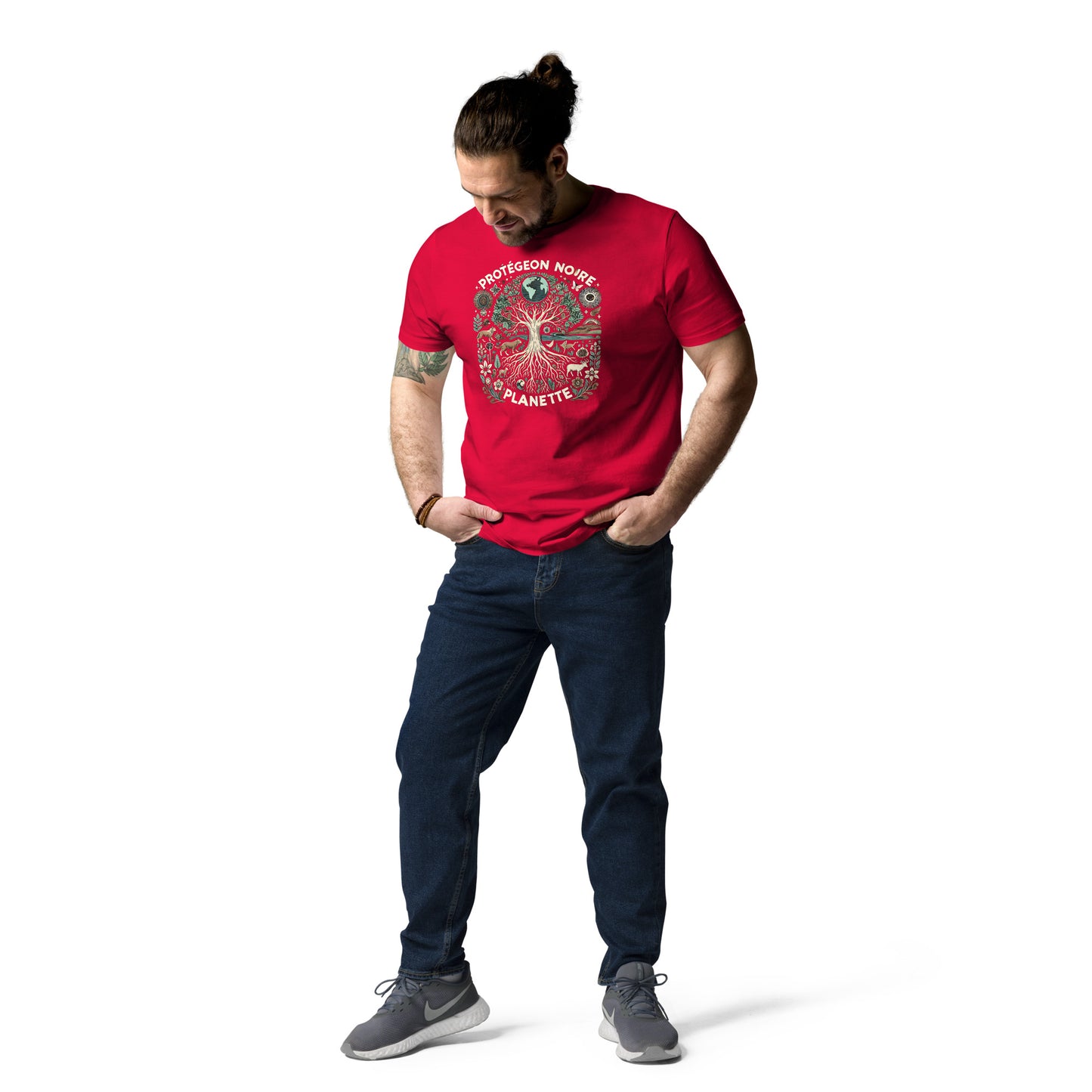 HOMAIX T-shirt unisexe en coton biologique avec design "Protégeons notre planète"