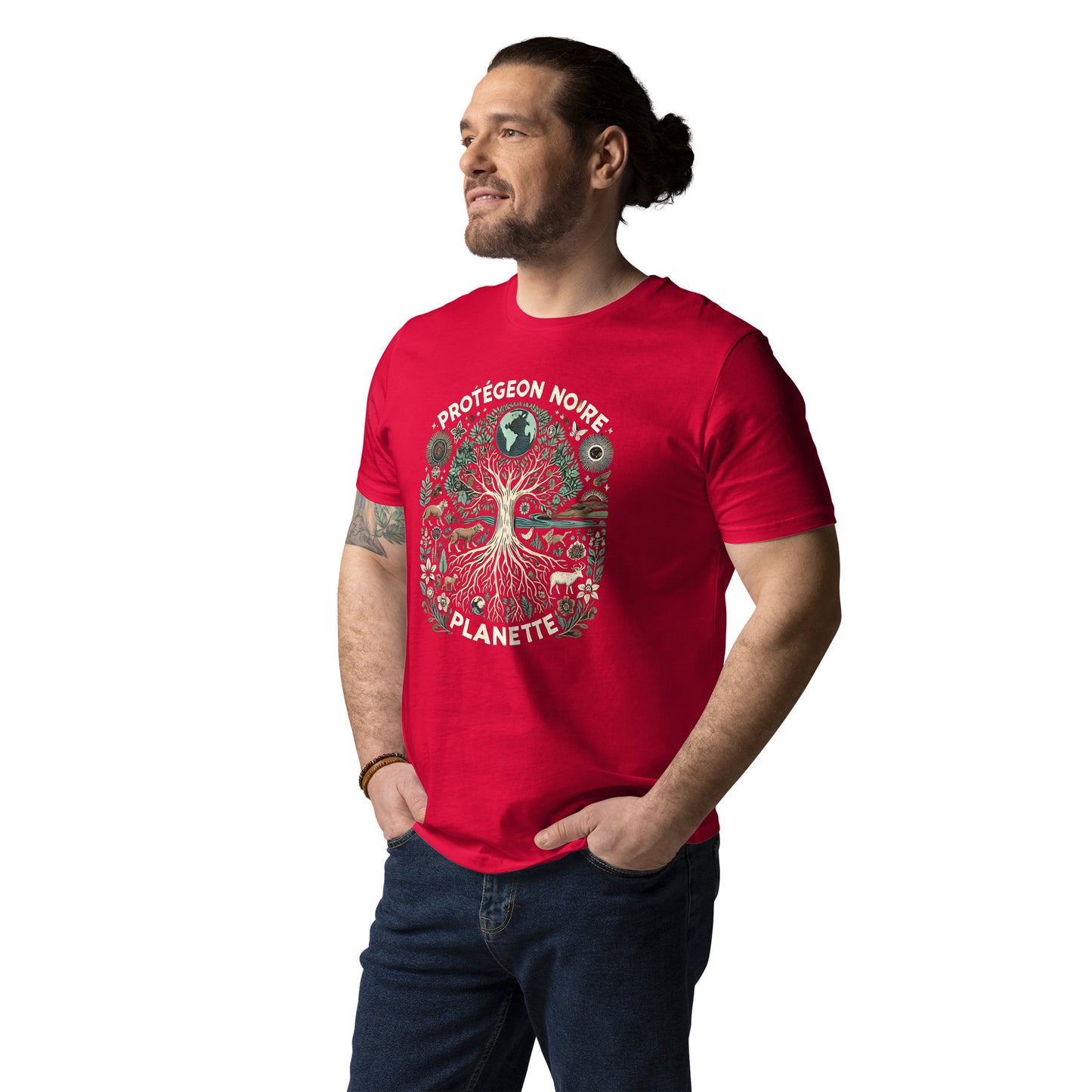 HOMAIX T-shirt unisexe en coton biologique avec design "Protégeons notre planète"