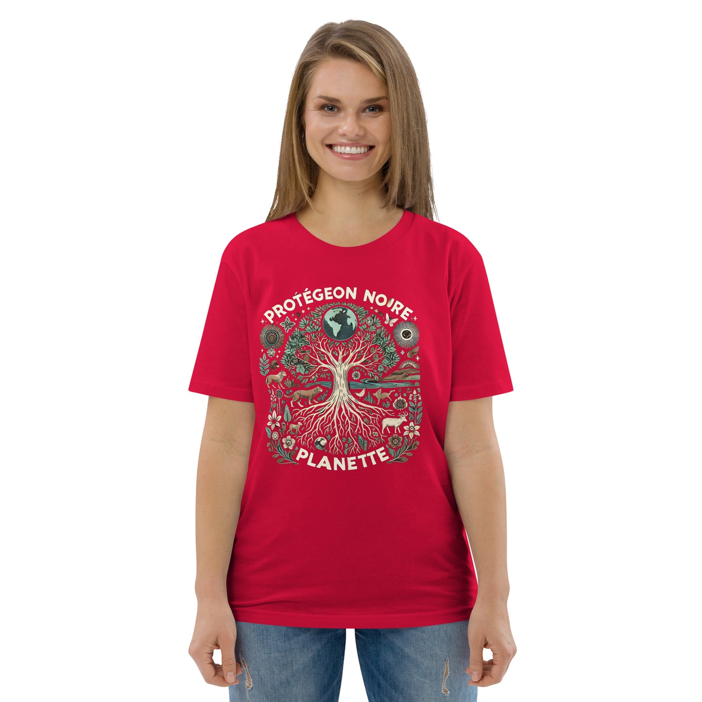 HOMAIX T-shirt unisexe en coton biologique avec design "Protégeons notre planète"