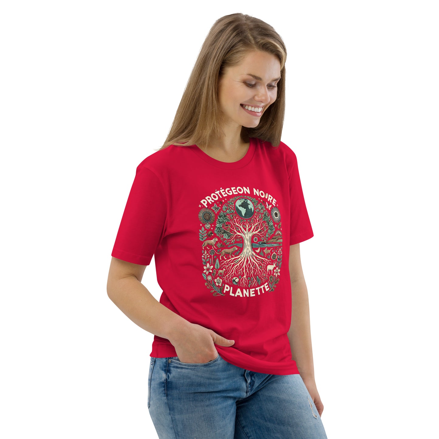 HOMAIX T-shirt unisexe en coton biologique avec design "Protégeons notre planète"