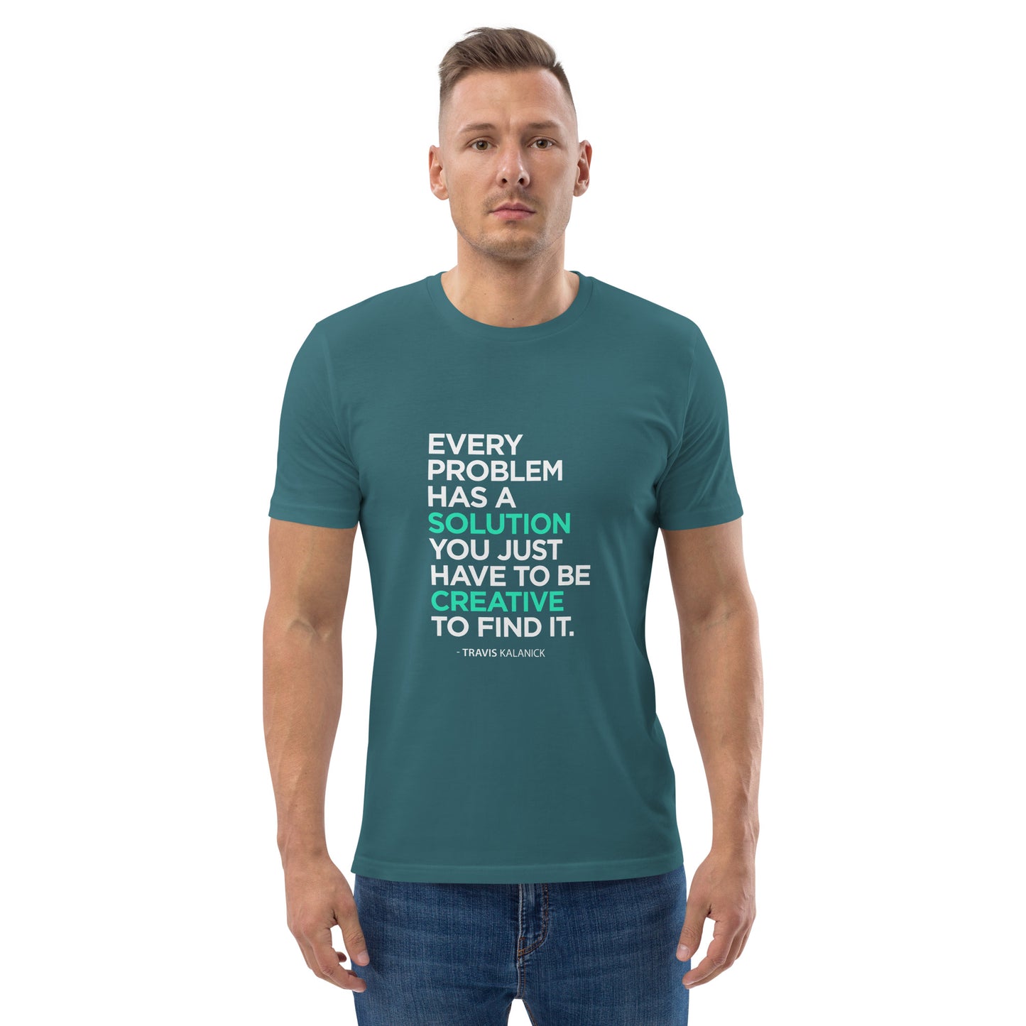 HOMAIX T-shirt unisexe en coton biologique avec message inspirant "Every problem has a solution"