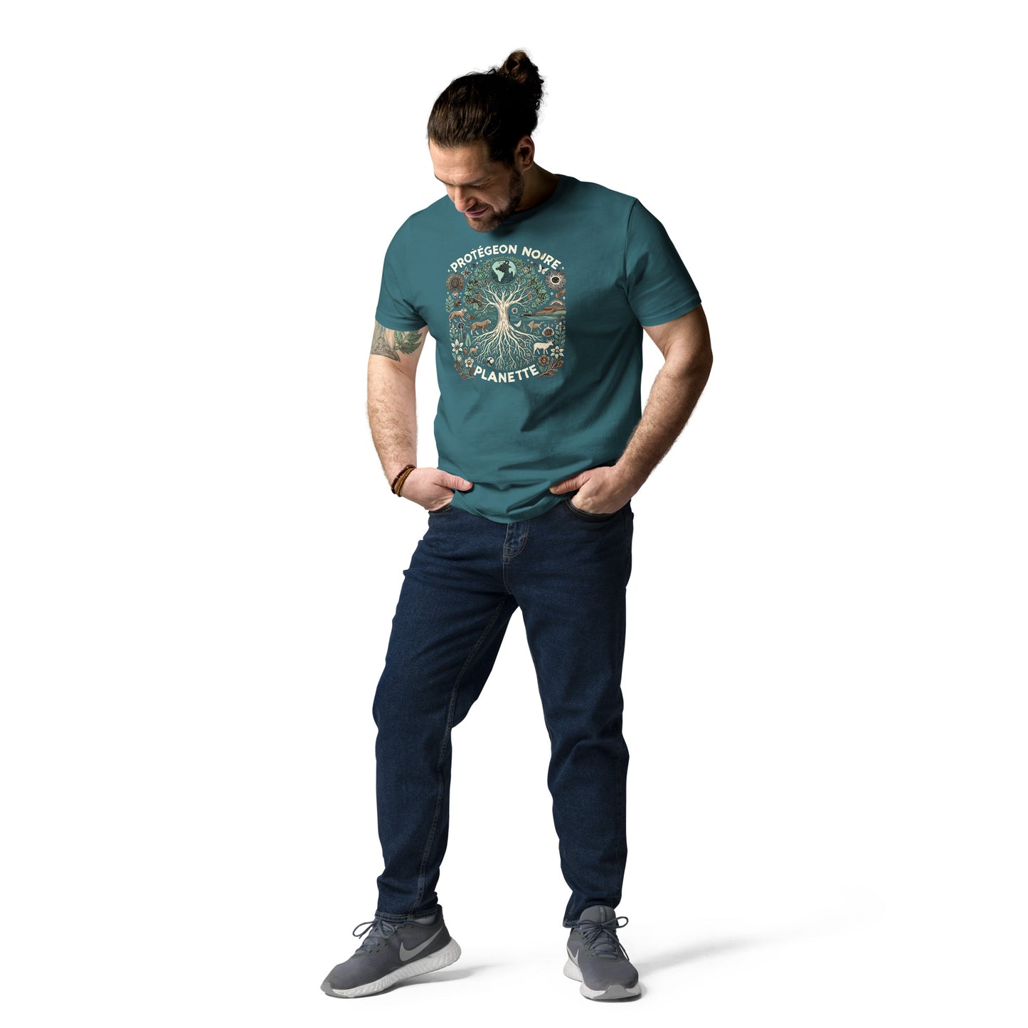 HOMAIX T-shirt unisexe en coton biologique avec design "Protégeons notre planète"