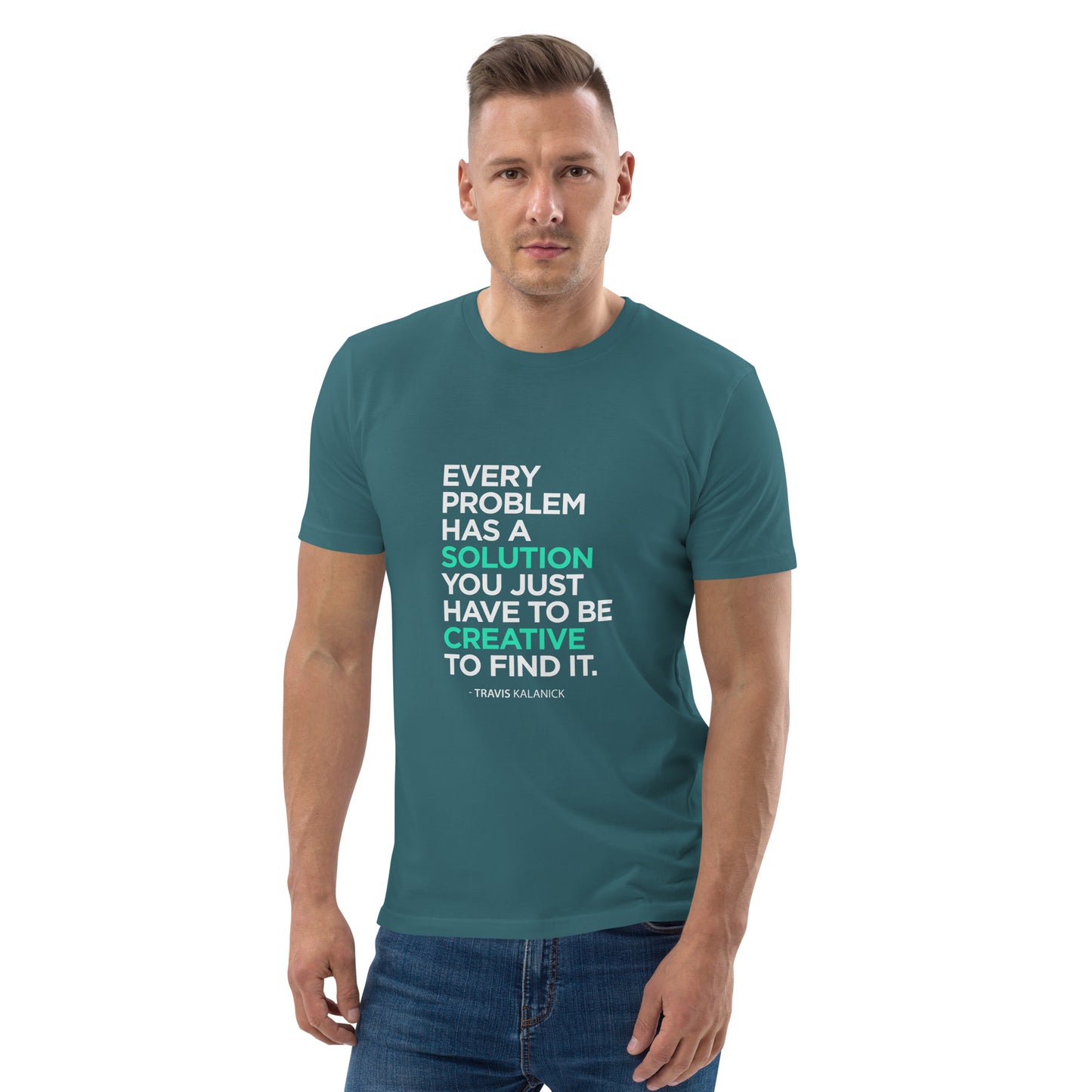 HOMAIX T-shirt unisexe en coton biologique avec message inspirant "Every problem has a solution"
