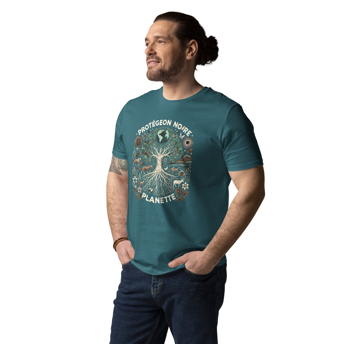HOMAIX T-shirt unisexe en coton biologique avec design "Protégeons notre planète"