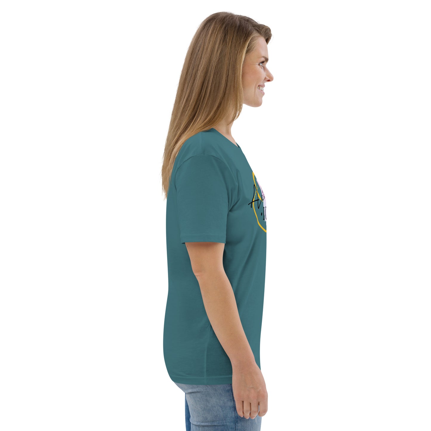 T-shirt unisexe en coton biologique avec message motivant "Actually, I Can"