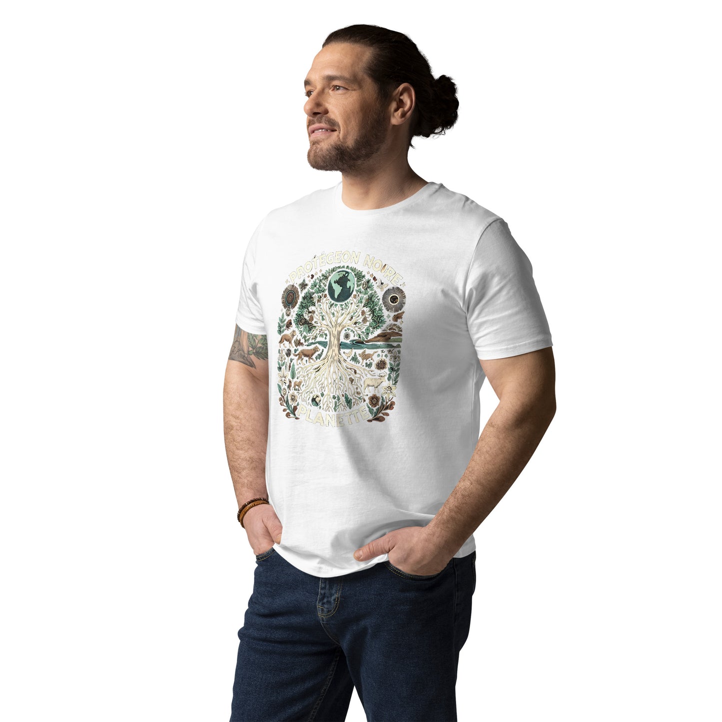 HOMAIX T-shirt unisexe en coton biologique avec design "Protégeons notre planète"