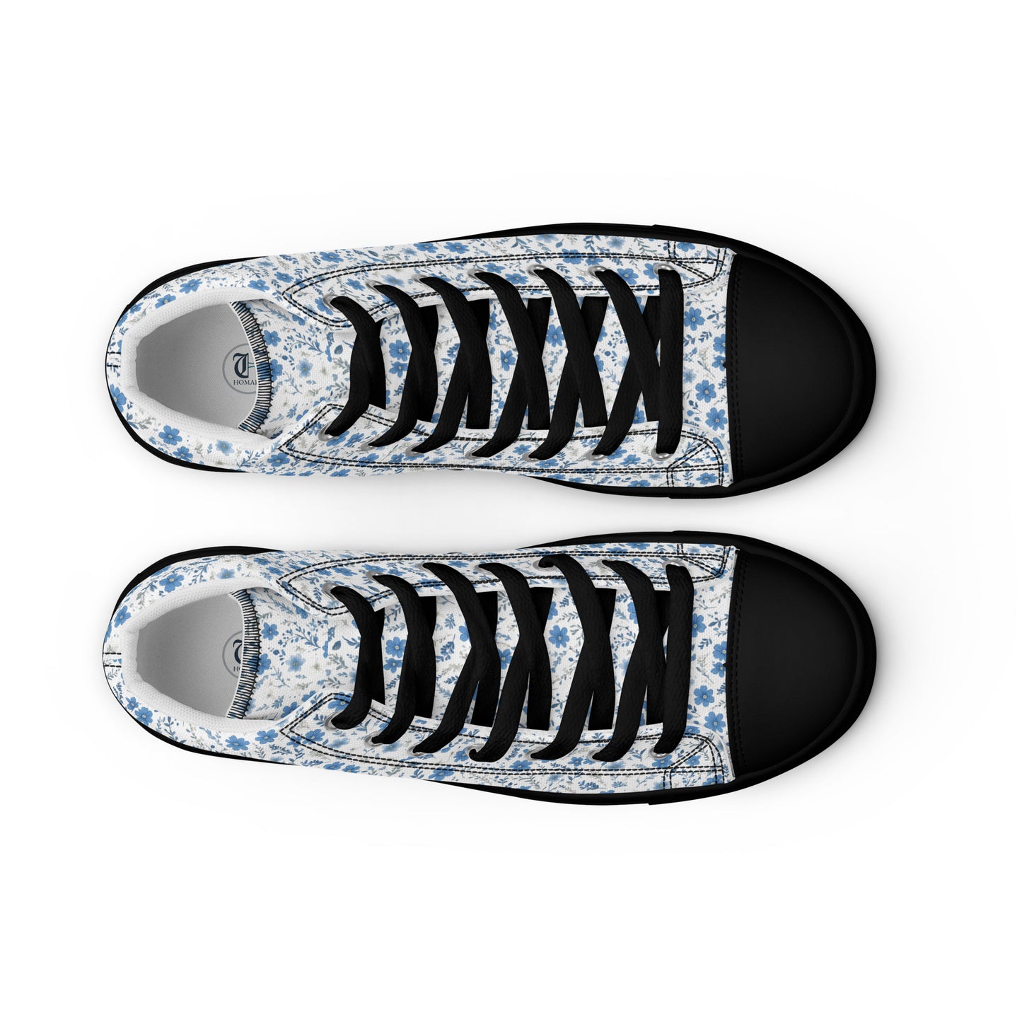 HOMAIX baskets hautes en toile femme fleurs bleues