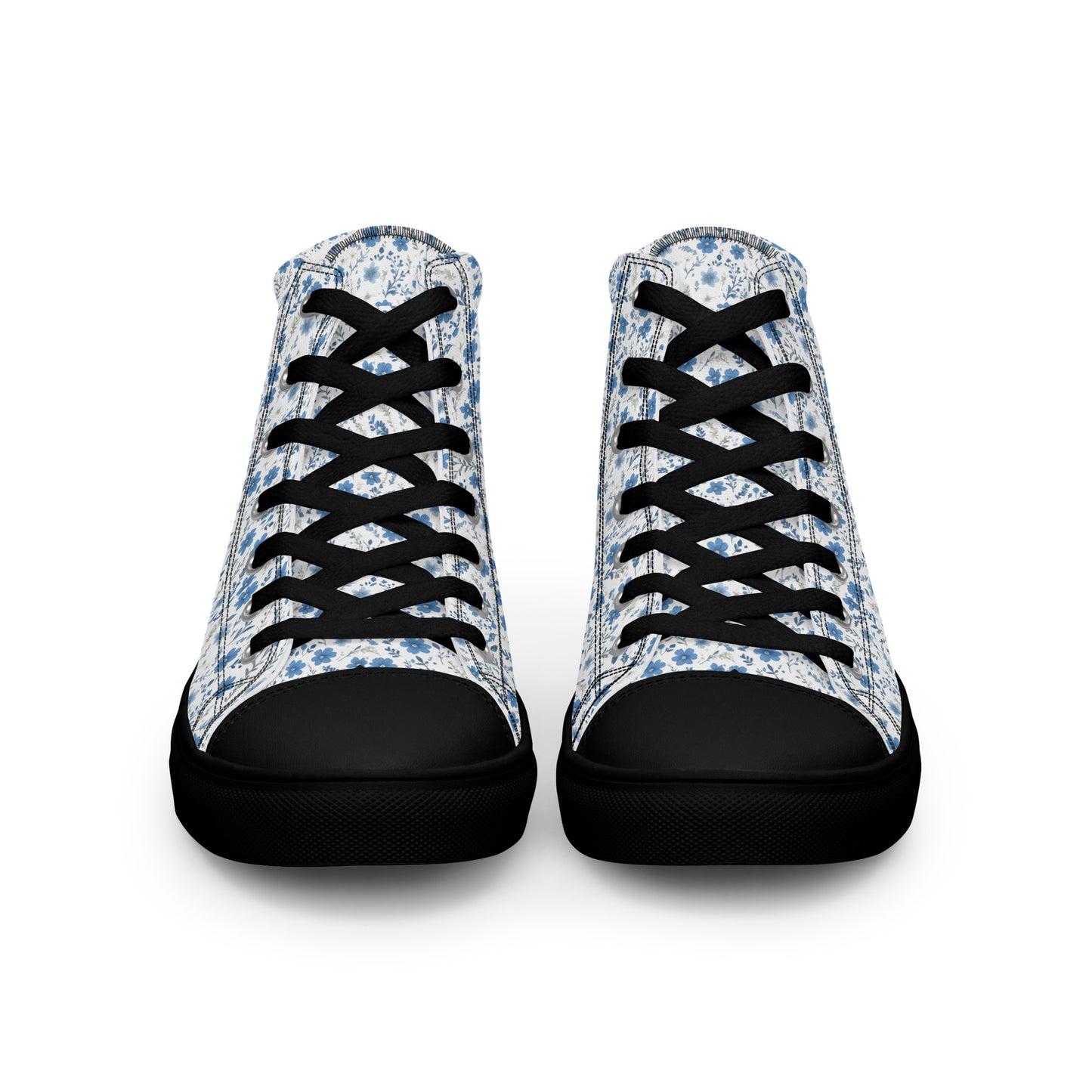 HOMAIX baskets hautes en toile femme fleurs bleues