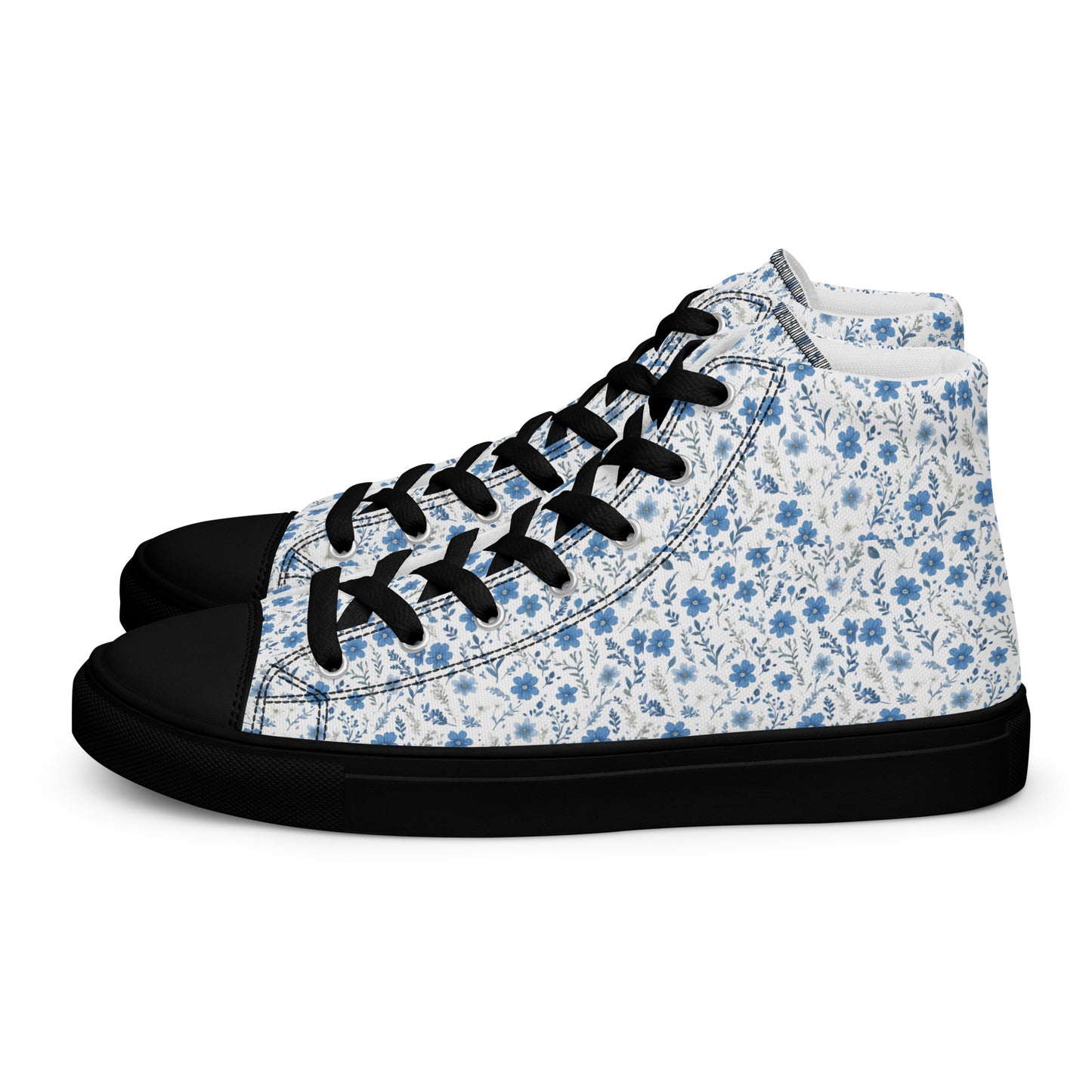 HOMAIX baskets hautes en toile femme fleurs bleues