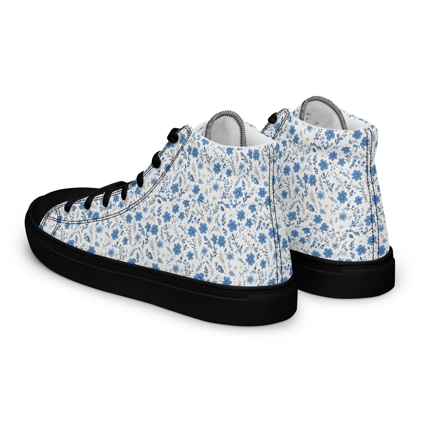 HOMAIX baskets hautes en toile femme fleurs bleues