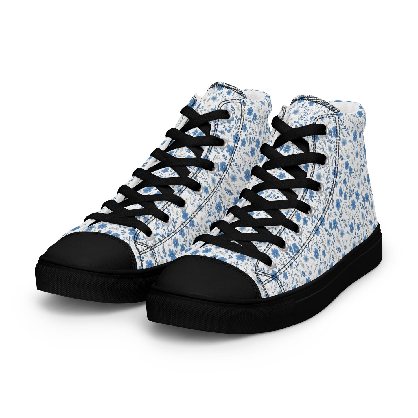 HOMAIX baskets hautes en toile femme fleurs bleues