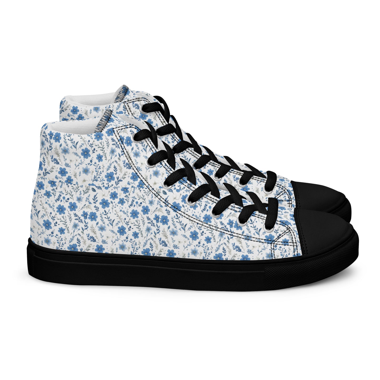 HOMAIX baskets hautes en toile femme fleurs bleues