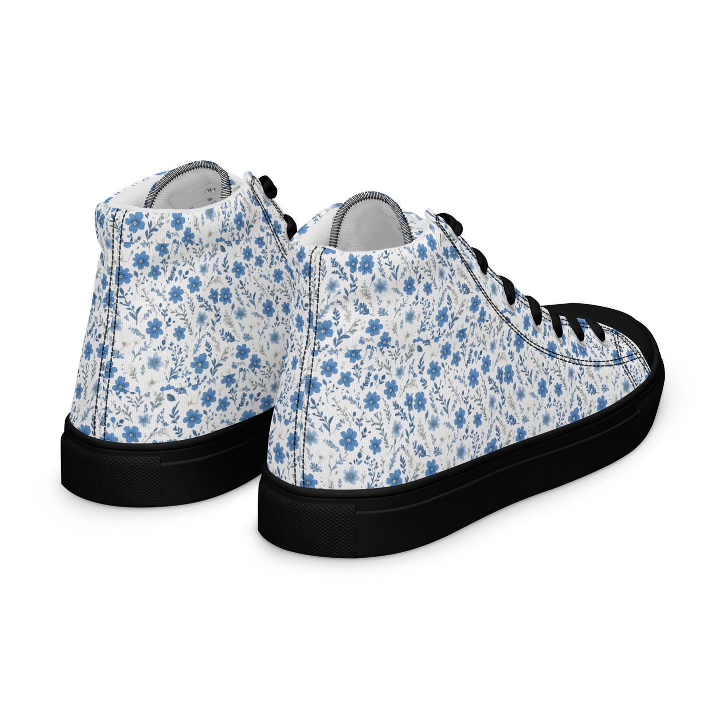 HOMAIX baskets hautes en toile femme fleurs bleues