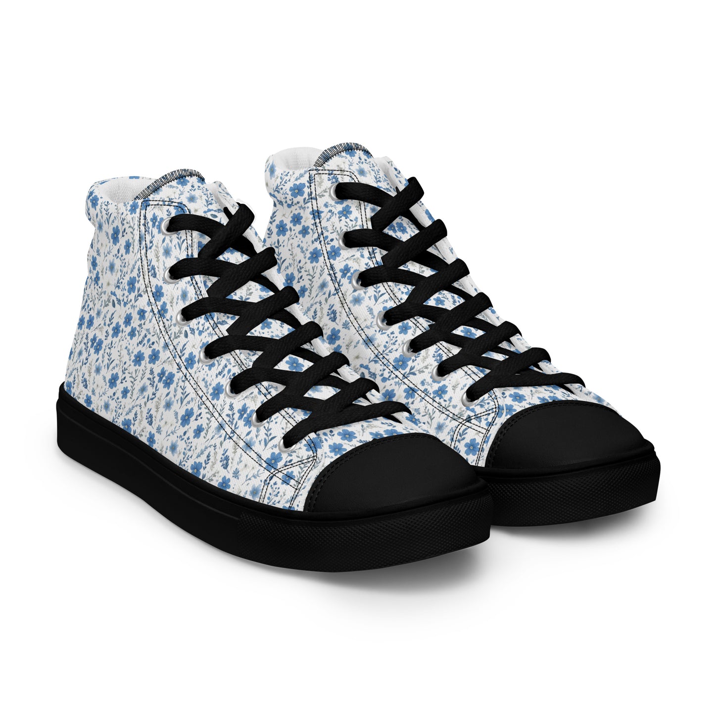 HOMAIX baskets hautes en toile femme fleurs bleues