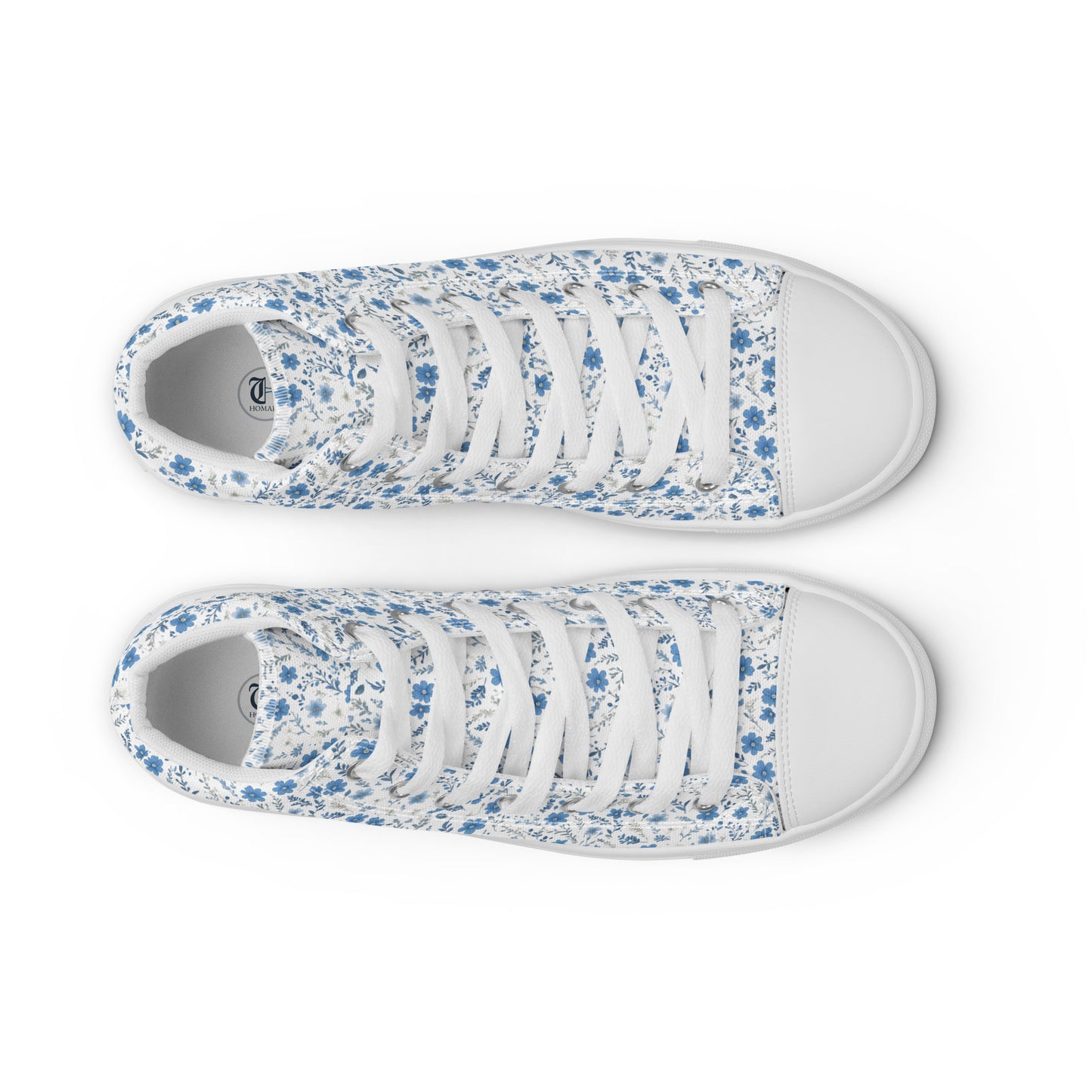 HOMAIX baskets hautes en toile femme fleurs bleues
