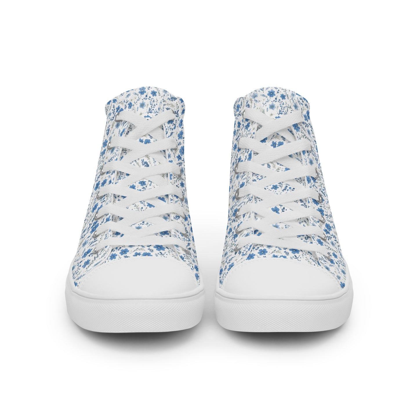 HOMAIX baskets hautes en toile femme fleurs bleues