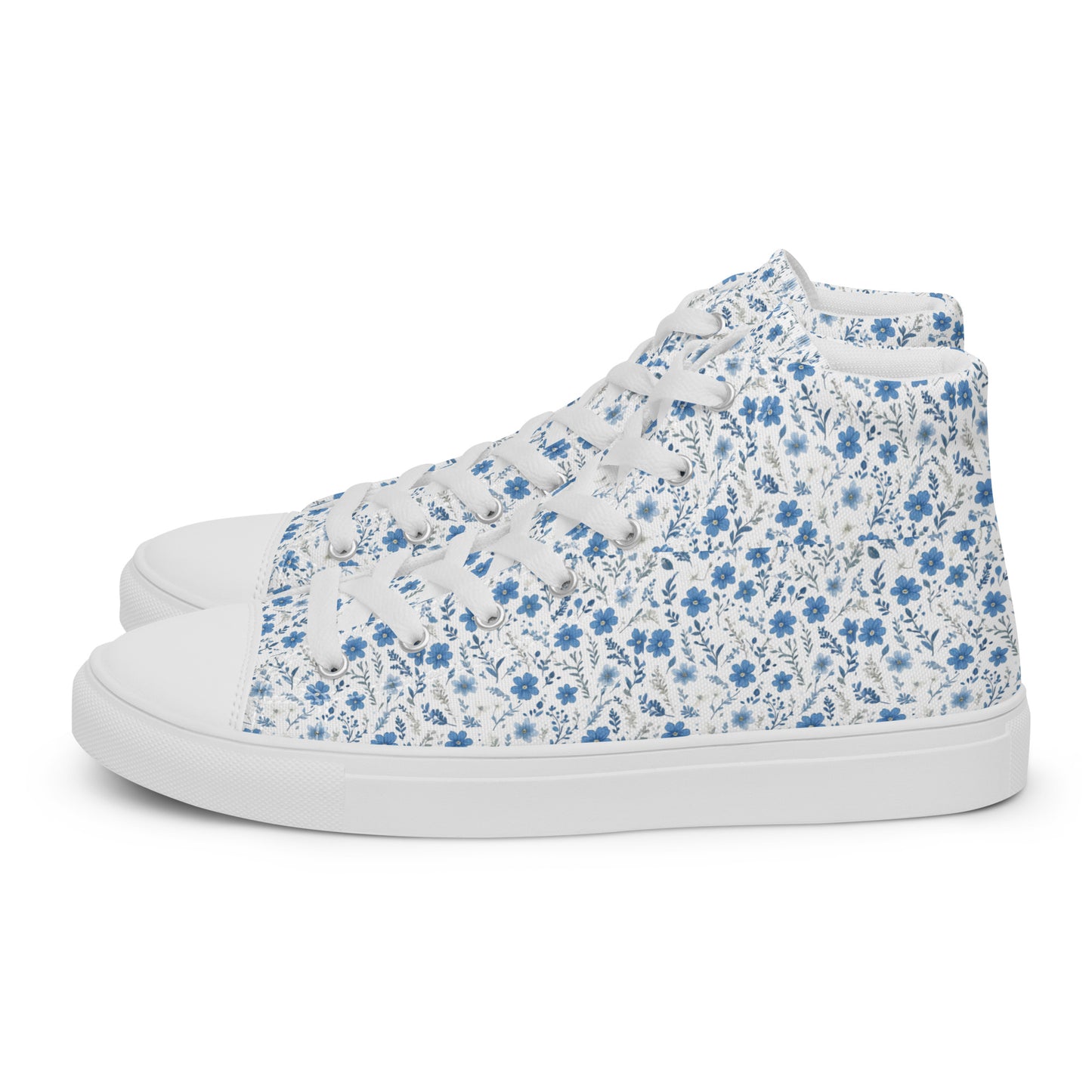 HOMAIX baskets hautes en toile femme fleurs bleues
