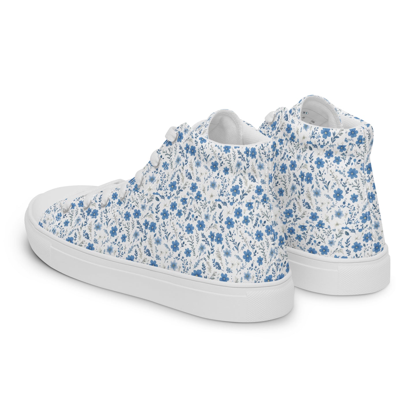 HOMAIX baskets hautes en toile femme fleurs bleues