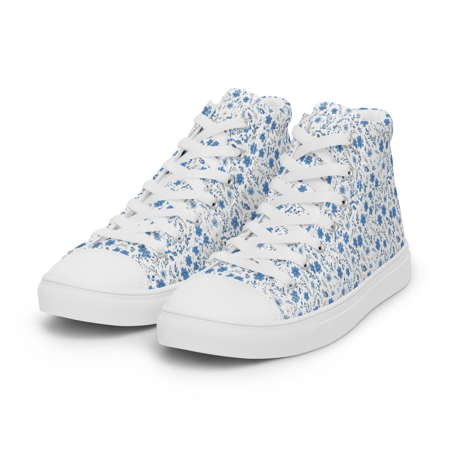 HOMAIX baskets hautes en toile femme fleurs bleues