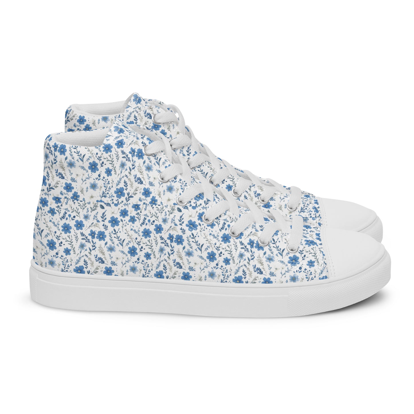 HOMAIX baskets hautes en toile femme fleurs bleues