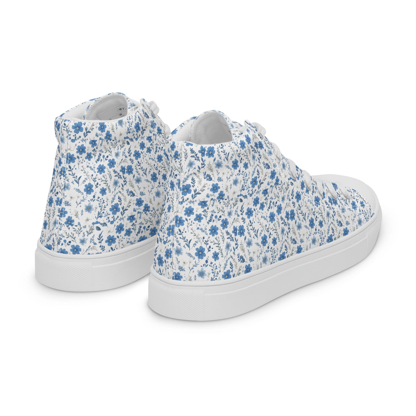 HOMAIX baskets hautes en toile femme fleurs bleues