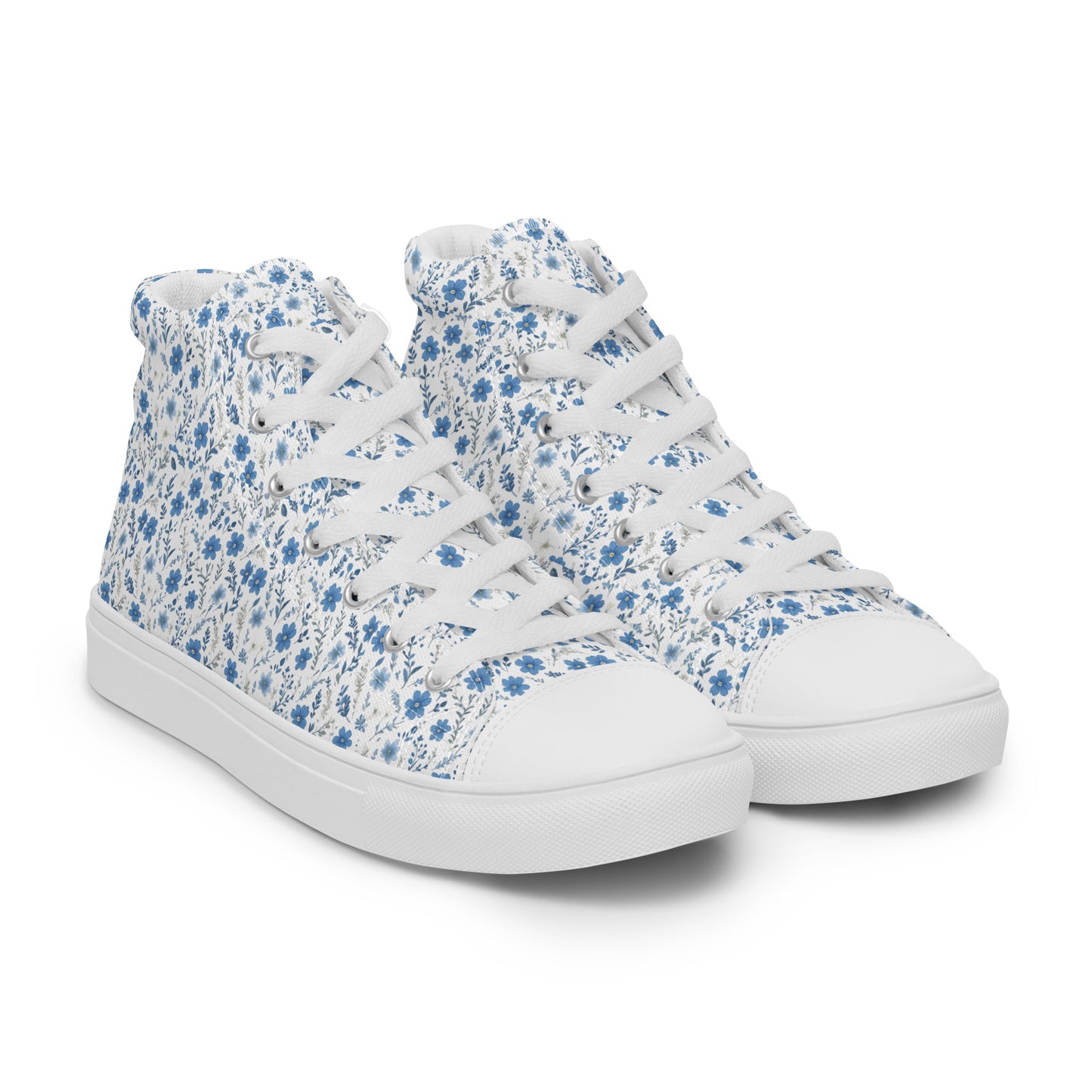 HOMAIX baskets hautes en toile femme fleurs bleues