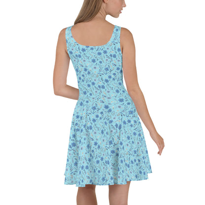 HOMAIX Robe Patineuse Bleu blizzard Parsemée de Fleurs Délicates