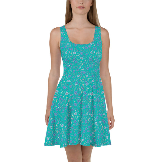 HOMAIX Robe Patineuse Bleu Marine Parsemée de Fleurs Délicates