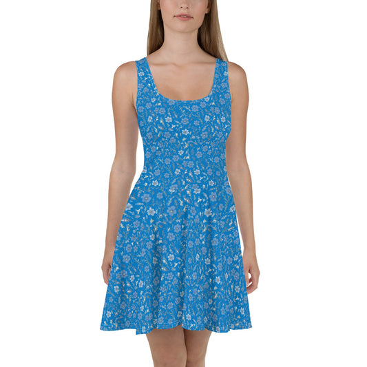 HOMAIX Robe Patineuse Bleu Marine Parsemée de Fleurs Délicates