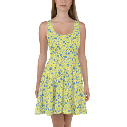 HOMAIX Robe Patineuse jaune Parsemée de Fleurs Délicates