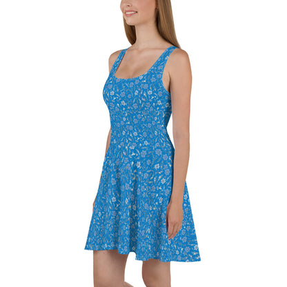 HOMAIX Robe Patineuse Bleu Marine Parsemée de Fleurs Délicates
