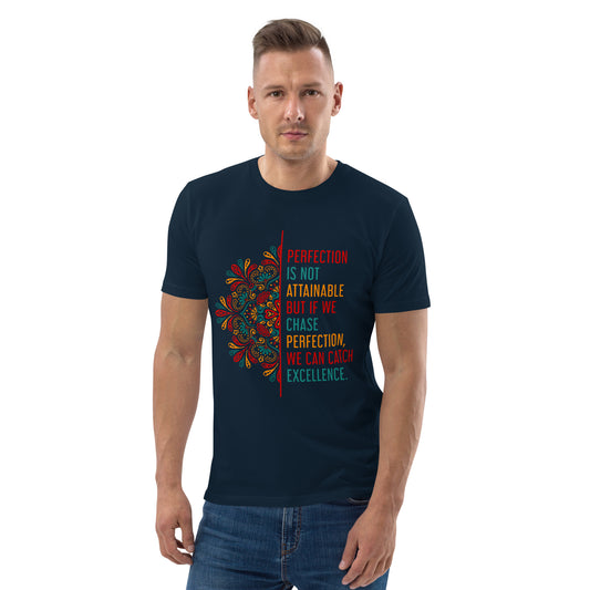HOMAIX T-shirt unisexe en coton biologique avec message inspirant "Perfection is not attainable"