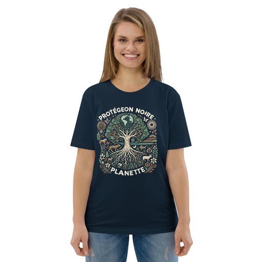 HOMAIX T-shirt unisexe en coton biologique avec design "Protégeons notre planète"