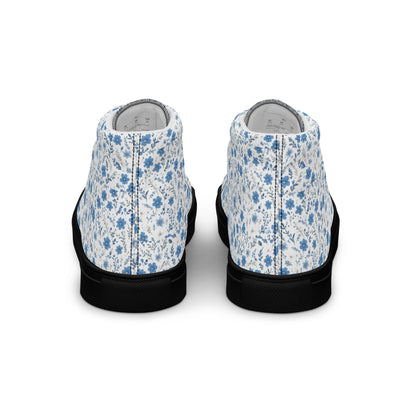 HOMAIX baskets hautes en toile femme fleurs bleues