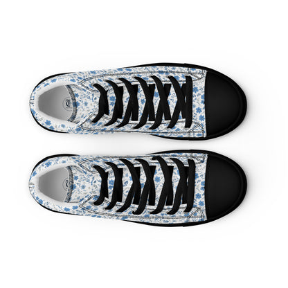 HOMAIX baskets hautes en toile femme fleurs bleues