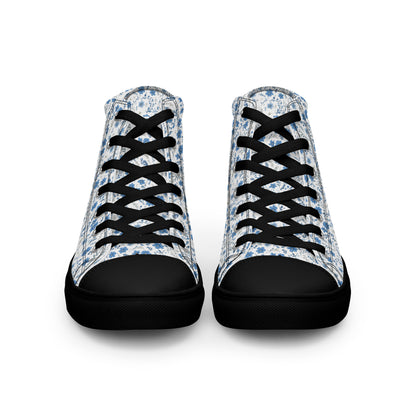 HOMAIX baskets hautes en toile femme fleurs bleues