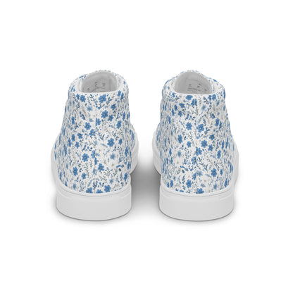 HOMAIX baskets hautes en toile femme fleurs bleues