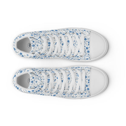 HOMAIX baskets hautes en toile femme fleurs bleues
