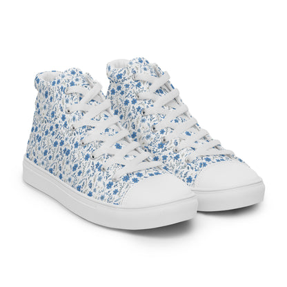 HOMAIX baskets hautes en toile femme fleurs bleues